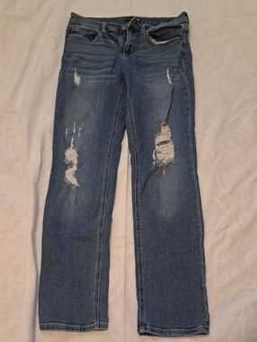 Fashion Nova Distressed Blue Straight-Leg Jeans